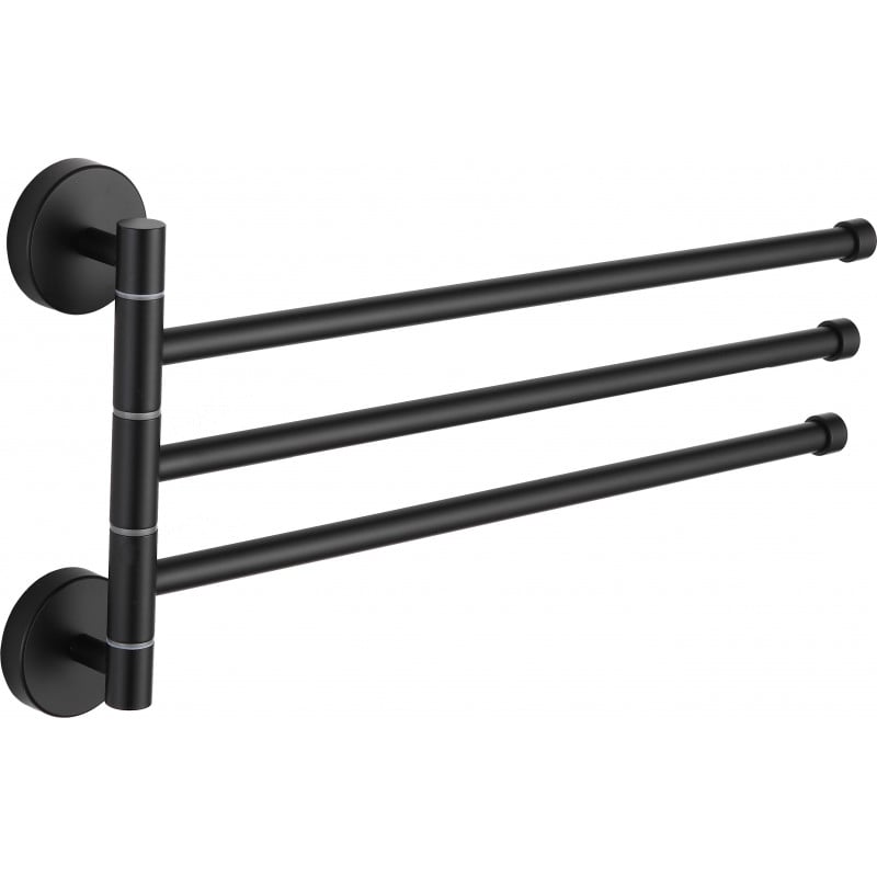 Cuier rotativ triplu pentru prosop Mexen, negru - 7039243-70