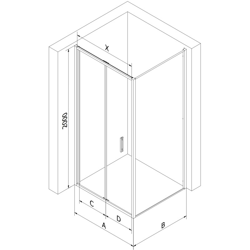 Mexen Exo-F összecsukható zuhanykabin 70 x 100 cm, átlátszó, króm - 816-070-100-01-00