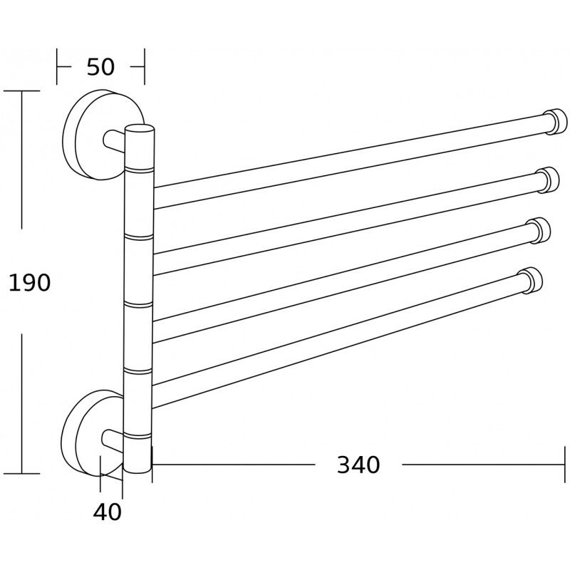 Mexen cuier rotativ cvadruplu pentru prosop, crom - 7039244-00