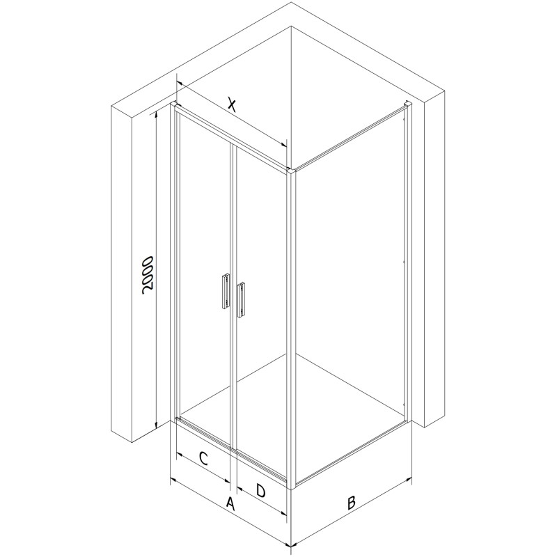 Mexen Exo-B Duo cabina de duș cu ușă rabatabilă 100 x 80 cm, transparentă, crom - 814-100-080-01-00