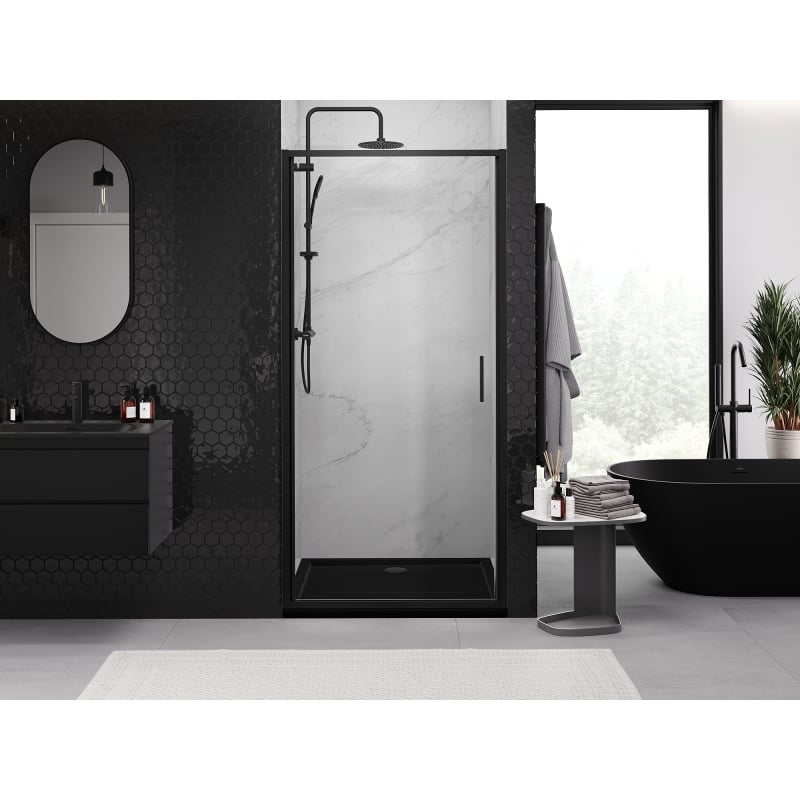 Mexen Exo uși de duș batante 100 cm, transparente, negre - 817-100-000-70-00