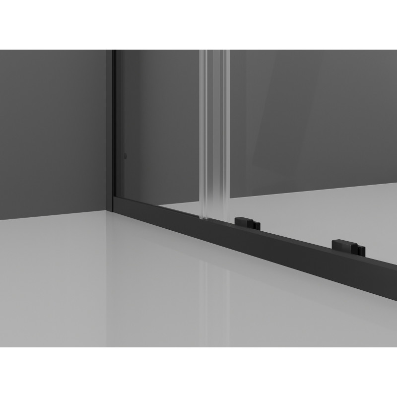Mexen Exo-S 110 cm-es, átlátszó, fekete, tolóajtós zuhanyajtó - 8151-110-000-70-00