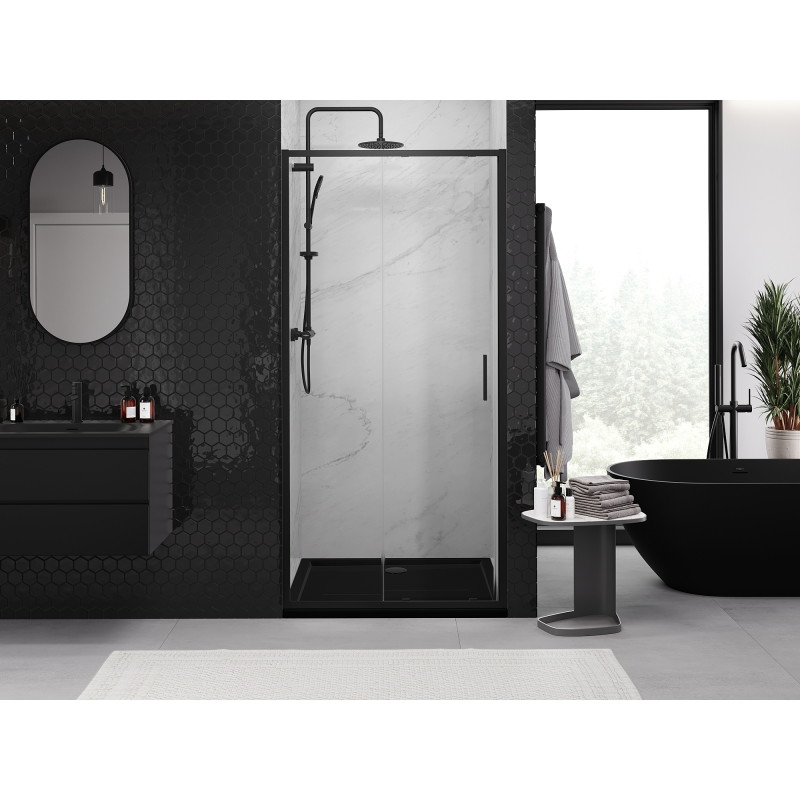 Mexen Exo-S uși de duș glisante 95 cm, transparente, negre - 8151-095-000-70-00