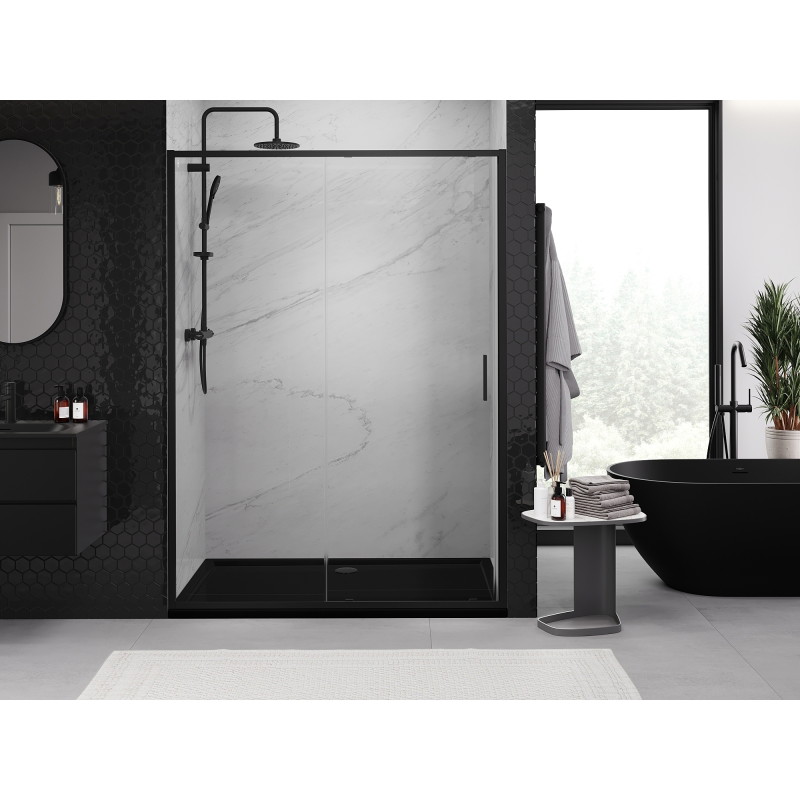 Mexen Exo-S uși de duș glisante 145 cm, transparente, negre - 8151-145-000-70-00