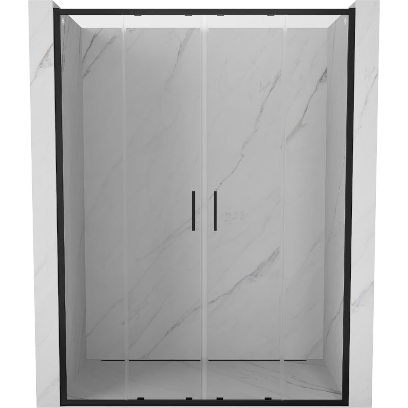 Mexen Exo uși de duș duble glisante 140 cm, transparente, negre - 8152-140-000-70-00