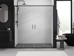 Uși de duș duble glisante Mexen Exo 180 cm, transparente, negre - 8152-180-000-70-00