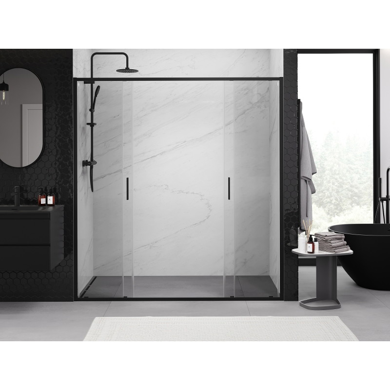 Mexen Exo-S Duo uși de duș duble glisante 180 cm, transparent, negre - 8152-180-000-70-00