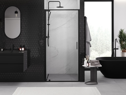 Mexen Exo uși de duș pivotante 70 cm, transparent, negre - 8181-070-000-70-00