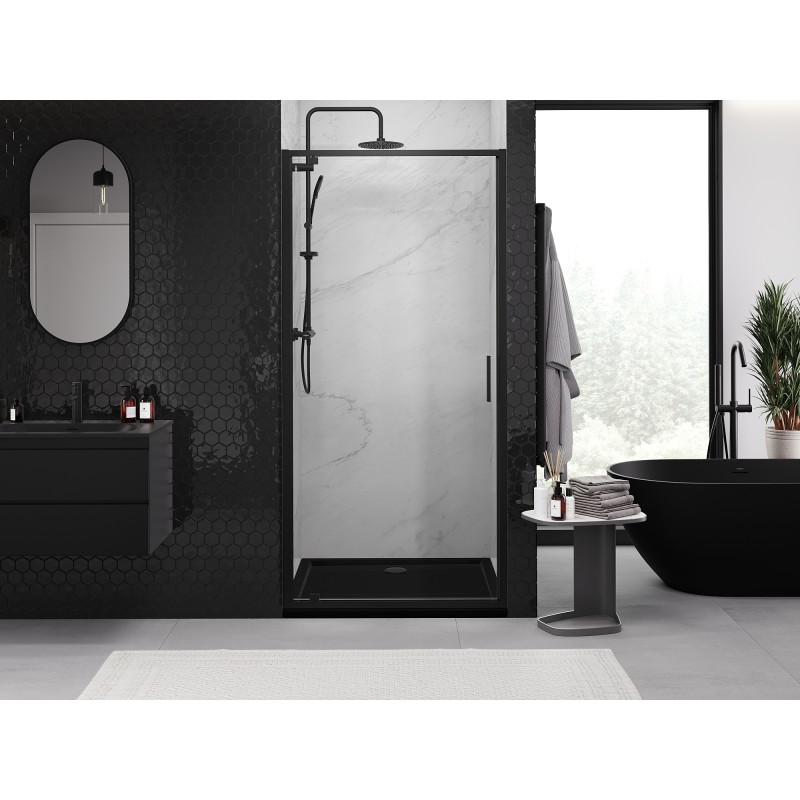 Mexen Exo-BR uși de duș pivotante 90 cm, transparente, negre - 8181-090-000-70-00