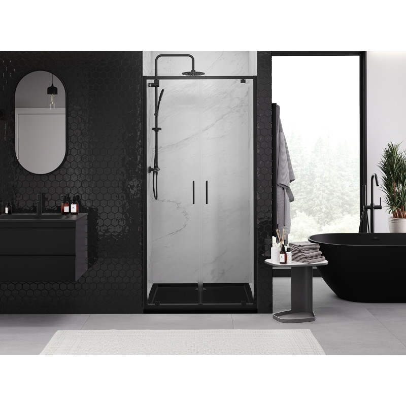 Mexen Exo-BR Duo uși de duș duble batante 80 cm, transparente, negre - 8182-080-000-70-00