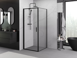 Mexen Exo cabină de duș pivotantă 70 x 70 cm, transparentă, neagră - 817-070-070-70-00