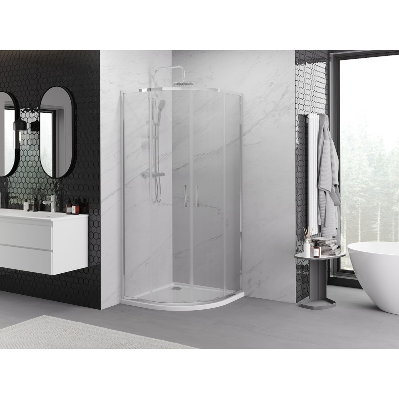 Mexen Exo-S Duo Cabină de duș semicirculară glisantă 90 x 90 cm, transparentă, cromată - 8132-090-090-01-00