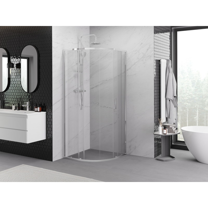 Mexen Exo-S Duo Cabină de duș semicirculară glisantă 90 x 90 cm, transparentă, cromată - 8132-090-090-01-00