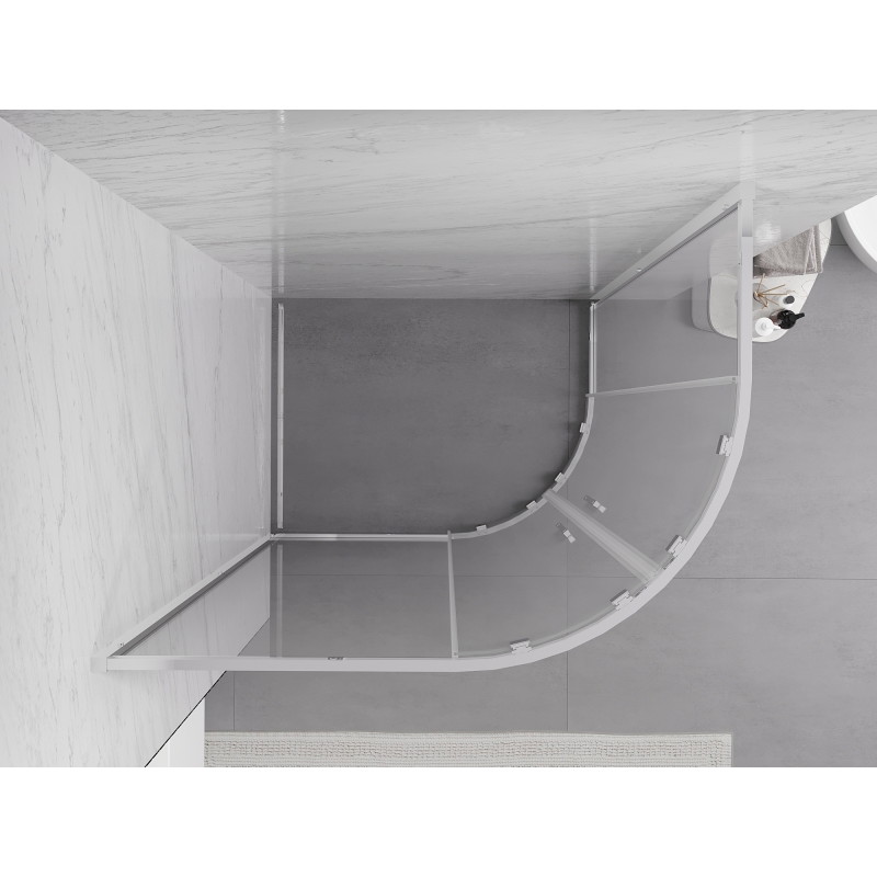 Mexen Exo-S Duo cabina de duș semicirculară asimetrică, glisantă 100 x 90 cm, transparent, crom - 8132-100-090-01-00