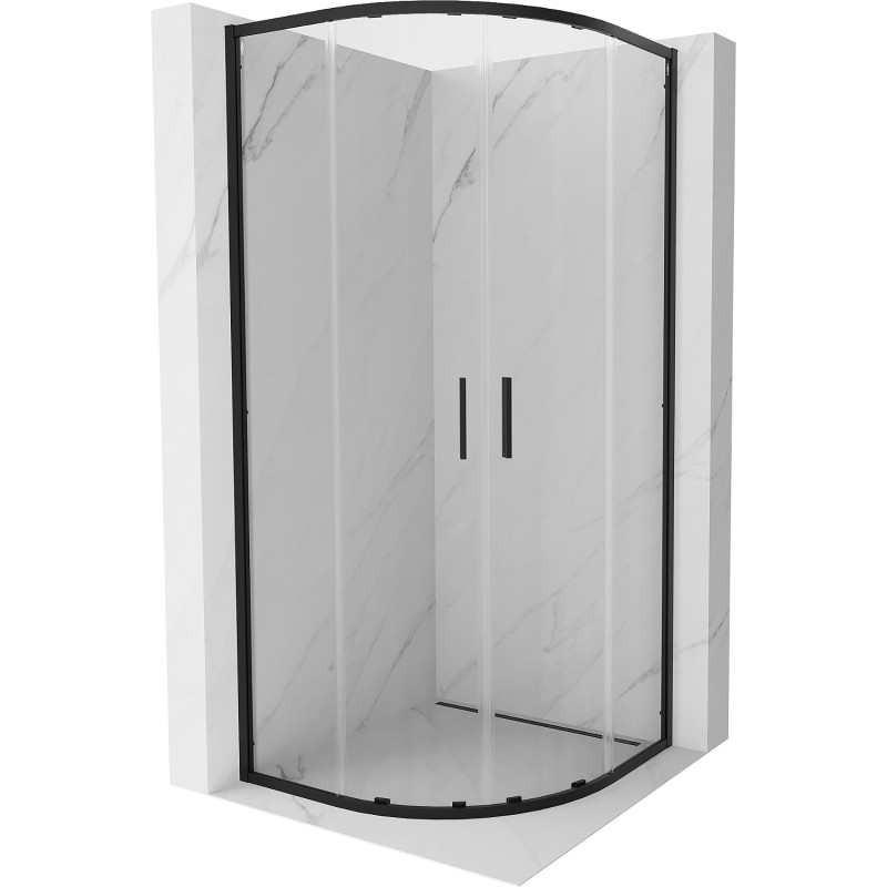 Mexen Exo-S Duo félköríves tolóajtós zuhanykabin 80 x 80 cm, átlátszó, fekete - 8132-080-080-70-00