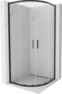 Mexen Exo cabină de duș semicirculară culisantă 80 x 80 cm, transparent, neagră - 8132-080-080-70-00