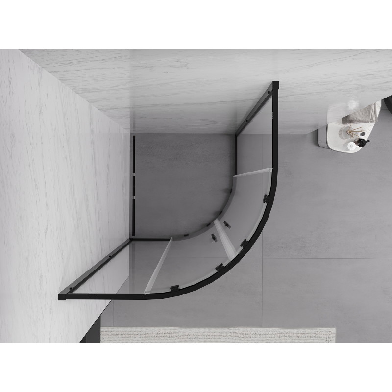 Mexen Exo-S Duo cabina de duș semicirculară glisantă 80 x 80 cm, transparentă, neagră - 8132-080-080-70-00