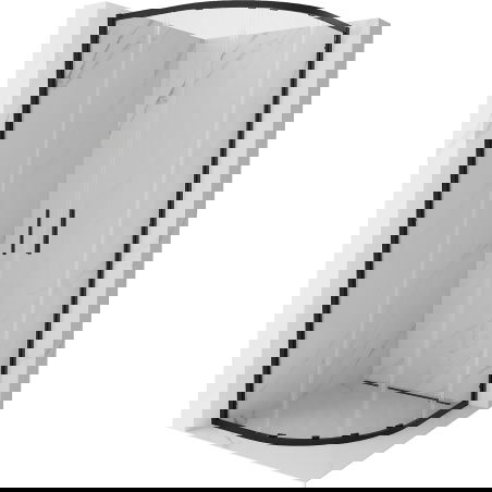 Mexen Exo félköríves zuhanykabin tolóajtós 100 x 100 cm, átlátszó, fekete - 8132-100-100-70-00