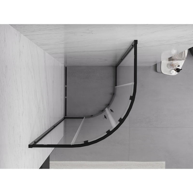 Mexen Exo félköríves zuhanykabin tolóajtós 100 x 100 cm, átlátszó, fekete - 8132-100-100-70-00