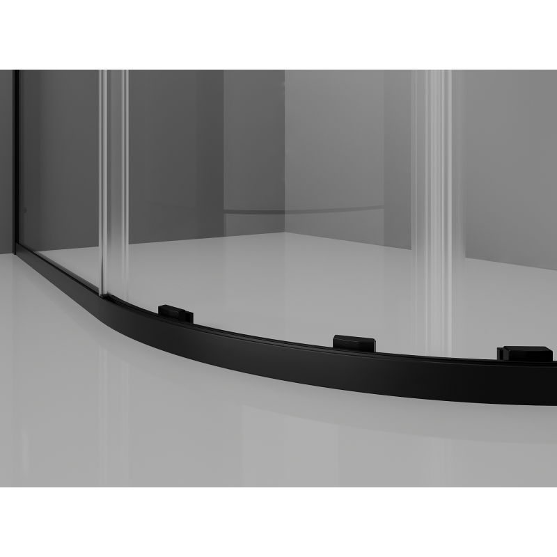 Mexen Exo cabină de duș semicirculară asimetrică de tip culisant 90 x 80 cm, transparent, negru - 8132-090-080-70-00