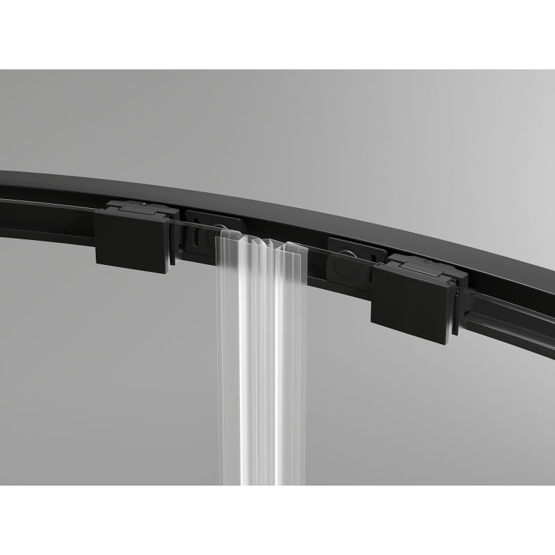 Mexen Exo cabină de duș semicirculară asimetrică de tip culisant 90 x 80 cm, transparent, negru - 8132-090-080-70-00