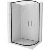 Mexen Exo-S Duo cabina de duș semicirculară asimetrică glisantă 100 x 80 cm, transparentă, neagră - 8132-100-080-70-00