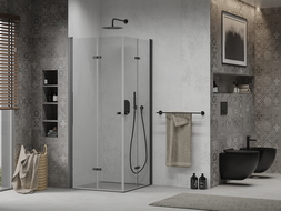 Mexen Lima Duo cabină de duș pliabilă 80 x 80 cm, transparent, Neagră - 856-080-080-70-00-02
