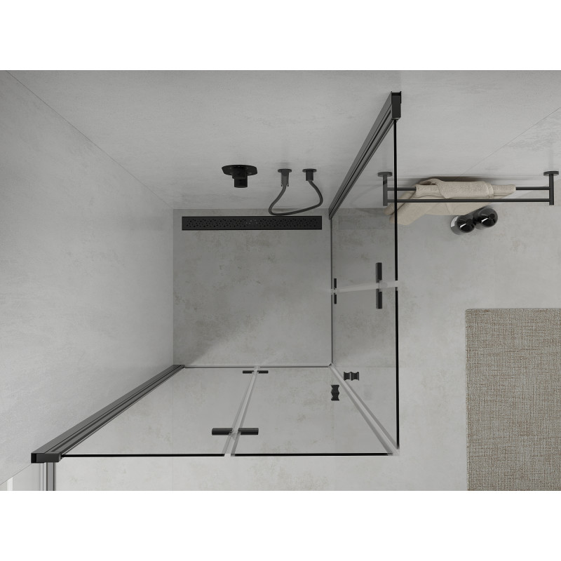 Mexen Lima Duo cabină de duș pliabilă 90 x 90 cm, transparentă, neagră - 856-090-090-70-00-02