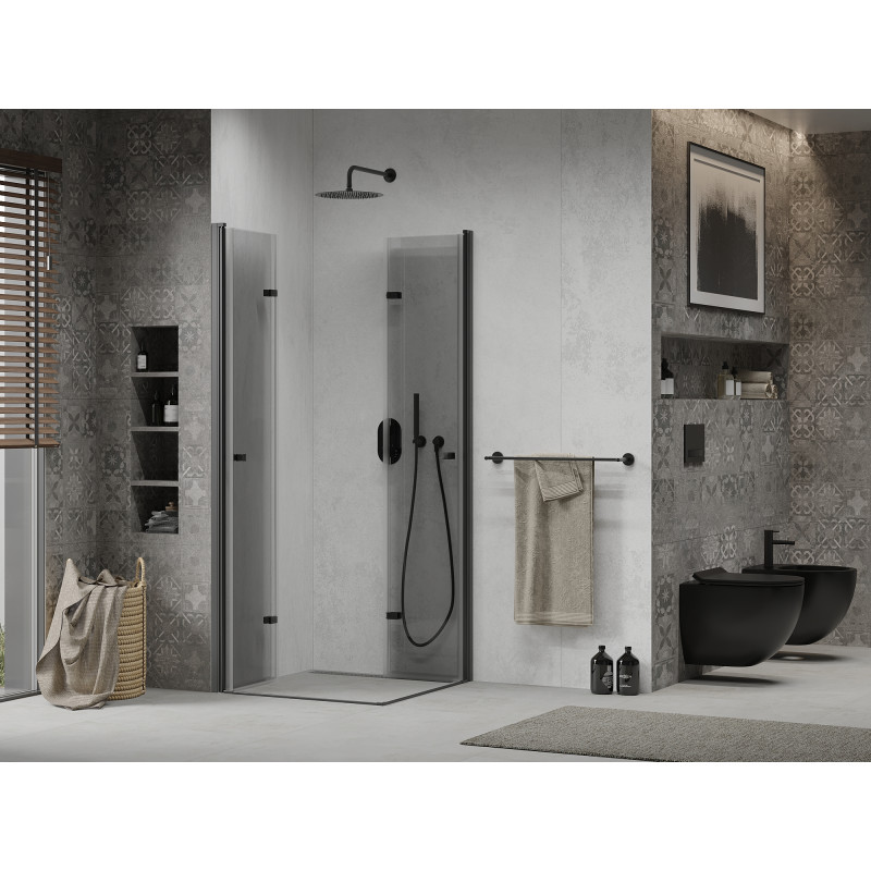 Mexen Lima Cabină de duș Duo pliabilă 100 x 100 cm, transparentă, neagră - 856-100-100-70-00-02