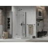 Mexen Lima Duo cabină de duș pliabilă 100 x 100 cm, transparentă, neagră + cadă de duș Flat - 856-100-100-70-02-4010B