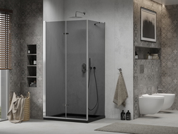 Mexen Lima cabină de duș pliabilă 80 x 120 cm, Grafit, Crom + cadă de duș Flat, Neagră - 856-080-120-01-40-4070