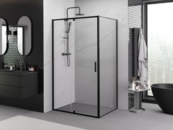 Mexen Exo-R cabină de duș cu uși batante 140 x 100 cm, transparentă, neagră - 819-140-100-70-00
