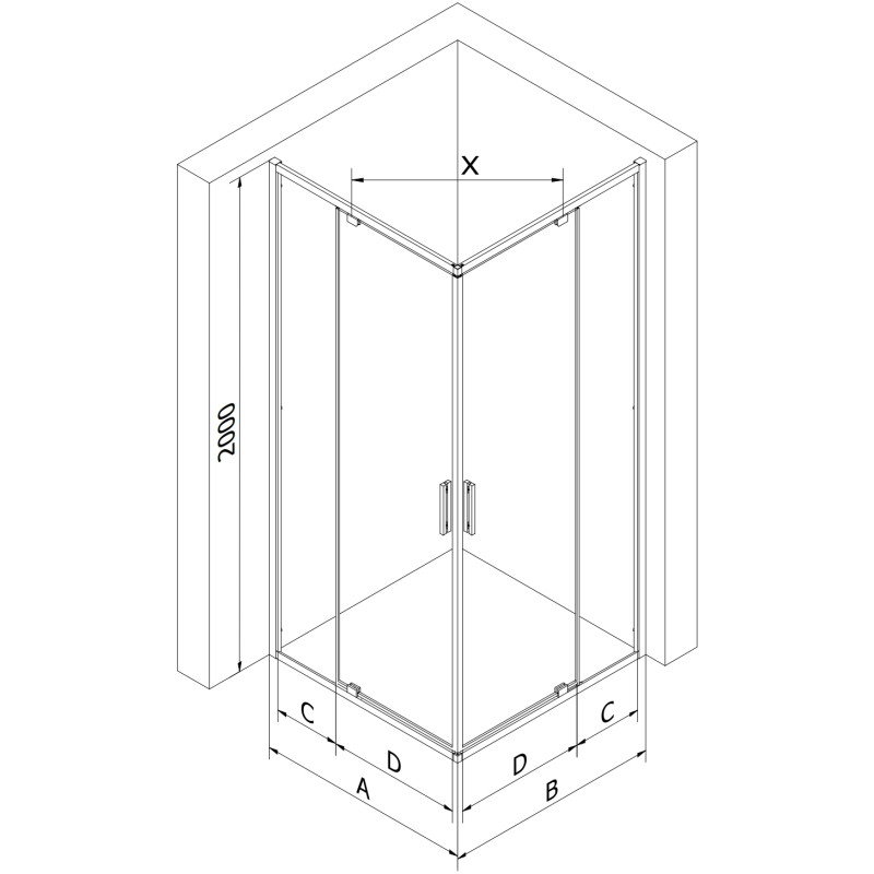Mexen Exo-R Duo cabina de duș pătrată pivotantă 100 x 100 cm, transparentă, cromată - 8110-100-100-01-00
