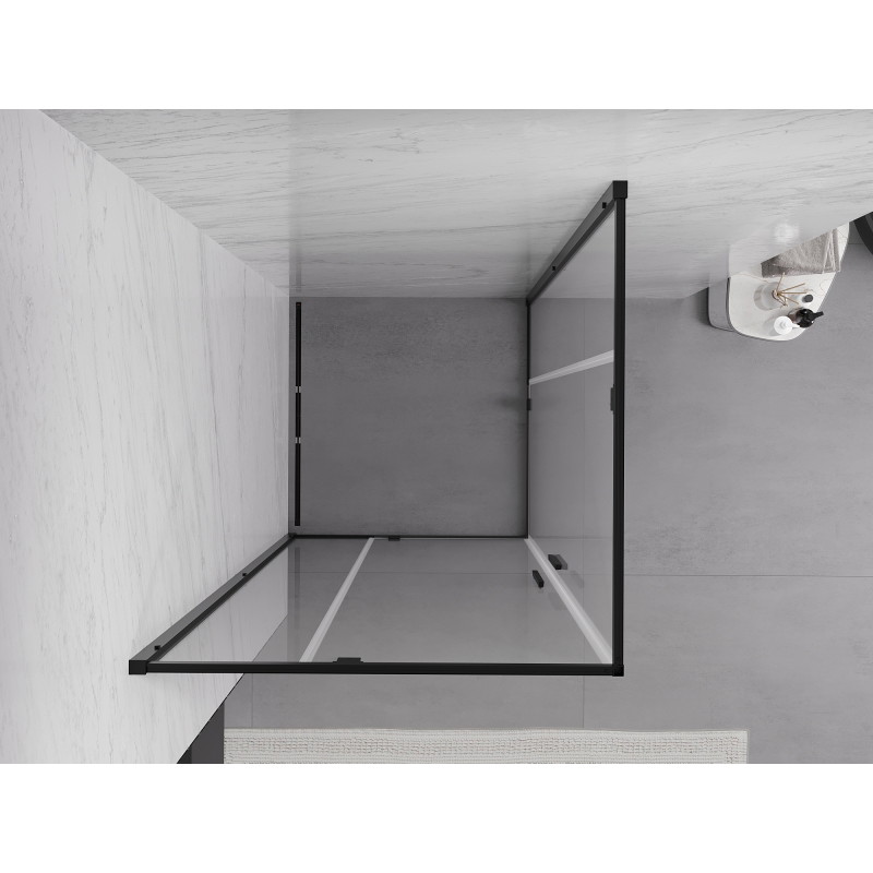Mexen Exo-R Duo cabină de duș pătrată cu ușă batantă 80 x 80 cm, transparentă, neagră - 8110-080-080-70-00