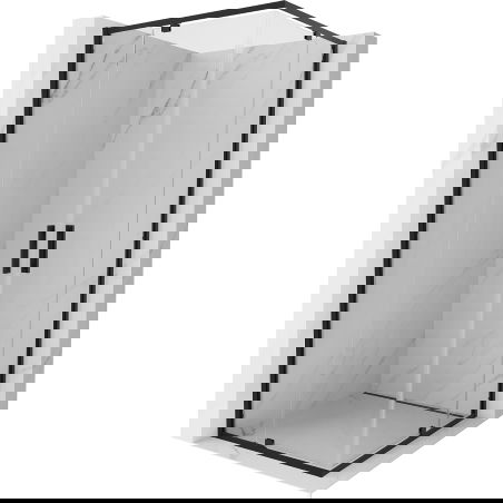 Mexen Exo cabină de duș pătrată cu ușă batantă 90 x 90 cm, transparentă, neagră - 8110-090-090-70-00