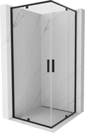 Mexen Exo-R Duo 100 x 100 cm-es, kinyitható, négyzet alakú zuhanykabin, átlátszó, fekete - 8110-100-100-70-00