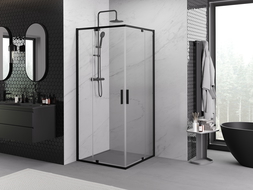 Mexen Exo cabină de duș pătrată cu uși batante 100 x 100 cm, transparent, negru - 8110-100-100-70-00