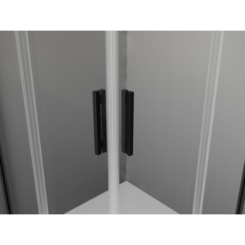 Mexen Exo-R Duo cabină de duș pătrată cu ușă batantă 80 x 80 cm, transparentă, neagră - 8110-080-080-70-00