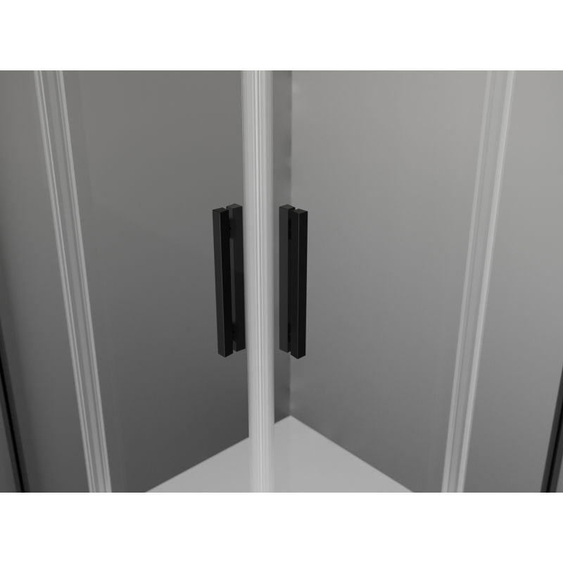 Mexen Exo cabină de duș pătrată cu uși batante 90 x 90 cm, transparentă, neagră - 8110-090-090-70-00