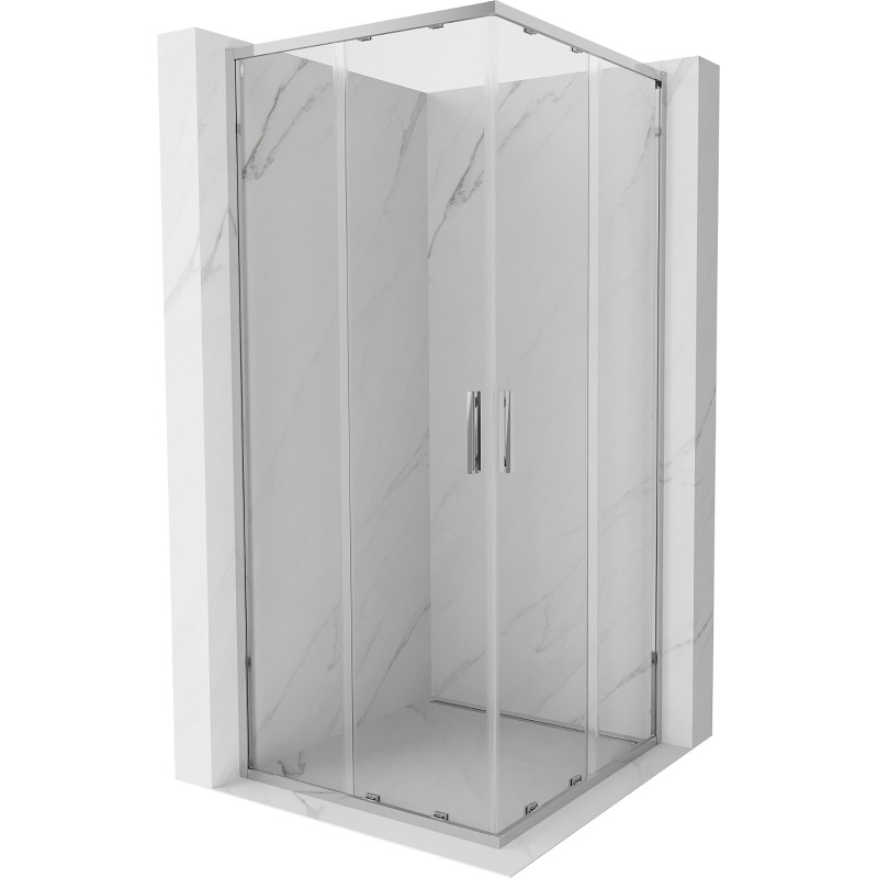 Mexen Exo-S Duo 90 x 90 cm-es, négyzet alakú, tolóajtós zuhanykabin, átlátszó, króm - 8111-090-090-01-00