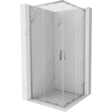 Mexen Exo tolóajtós négyzet alakú zuhanykabin 100 x 100 cm, átlátszó, króm - 8111-100-100-01-00