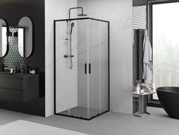 Mexen Exo cabină de duș pătrată culisantă 70 x 70 cm, transparent, negru - 8111-070-070-70-00