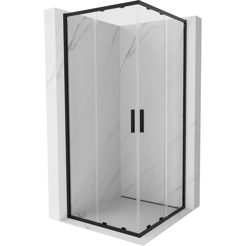 Mexen Exo cabină de duș pătrată cu uși culisante 100 x 100 cm, transparentă, neagră - 8111-100-100-70-00