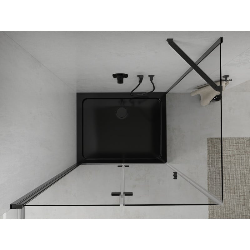 Mexen Lima cabina de duș pliabilă 90 x 120 cm, transparentă, neagră + cădiță Flat, neagră - 856-090-120-70-00-4070B