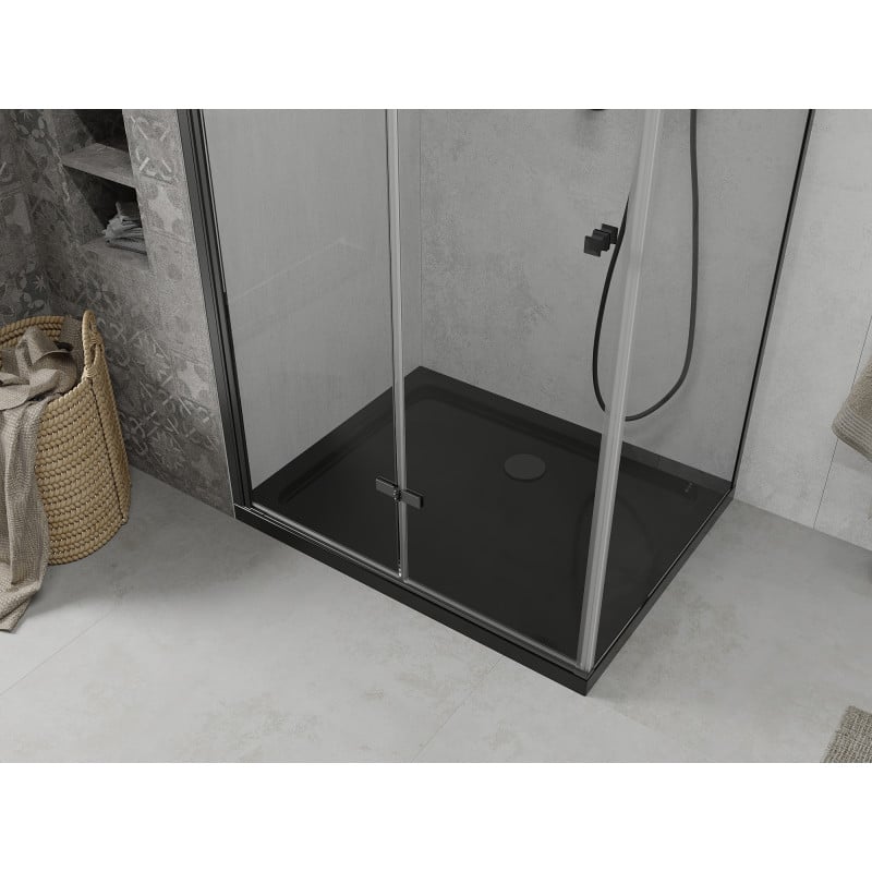 Mexen Lima cabina de duș pliabilă 90 x 120 cm, transparentă, neagră + cădiță Flat, neagră - 856-090-120-70-00-4070B