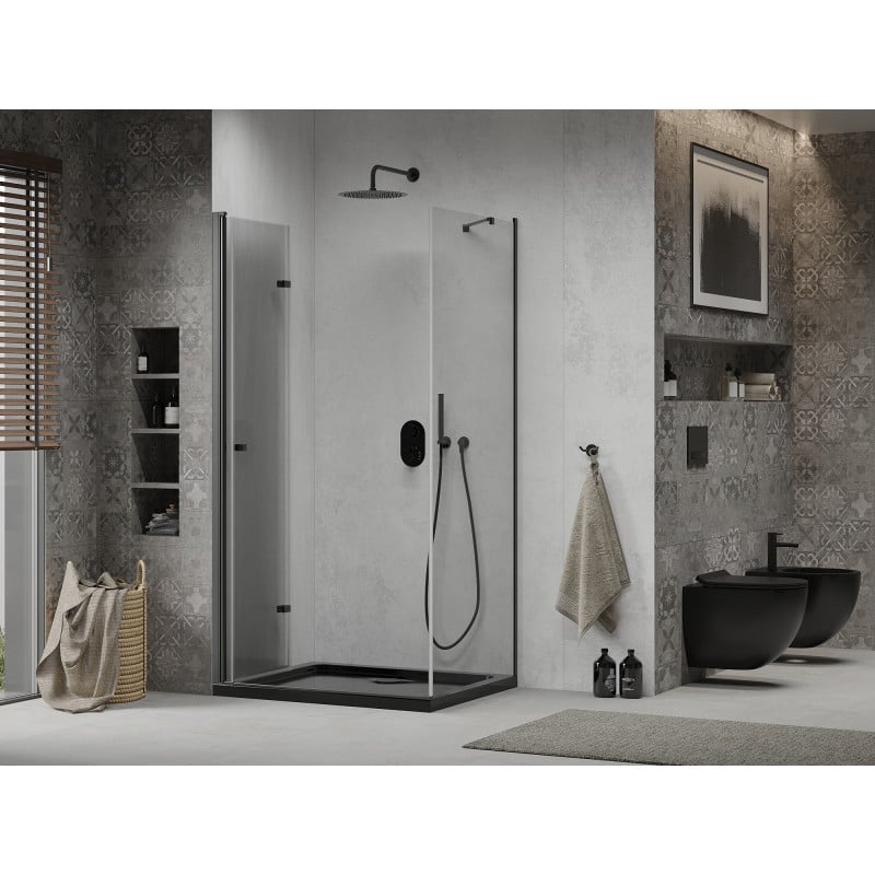 Mexen Lima cabina de duș pliabilă 90 x 120 cm, transparentă, neagră + cădiță Flat, neagră - 856-090-120-70-00-4070B