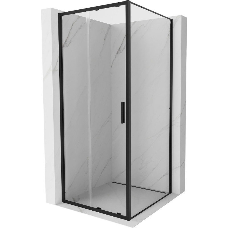 Mexen Exo-S csúszó zuhanyfülke 90 x 90 cm, átlátszó, fekete - 8151-090-090-70-00