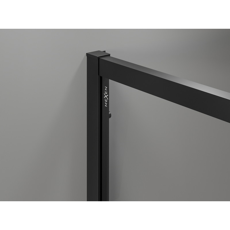 Mexen Exo-S 145 x 70 cm-es tolóajtós zuhanykabin, átlátszó, fekete - 8151-145-070-70-00