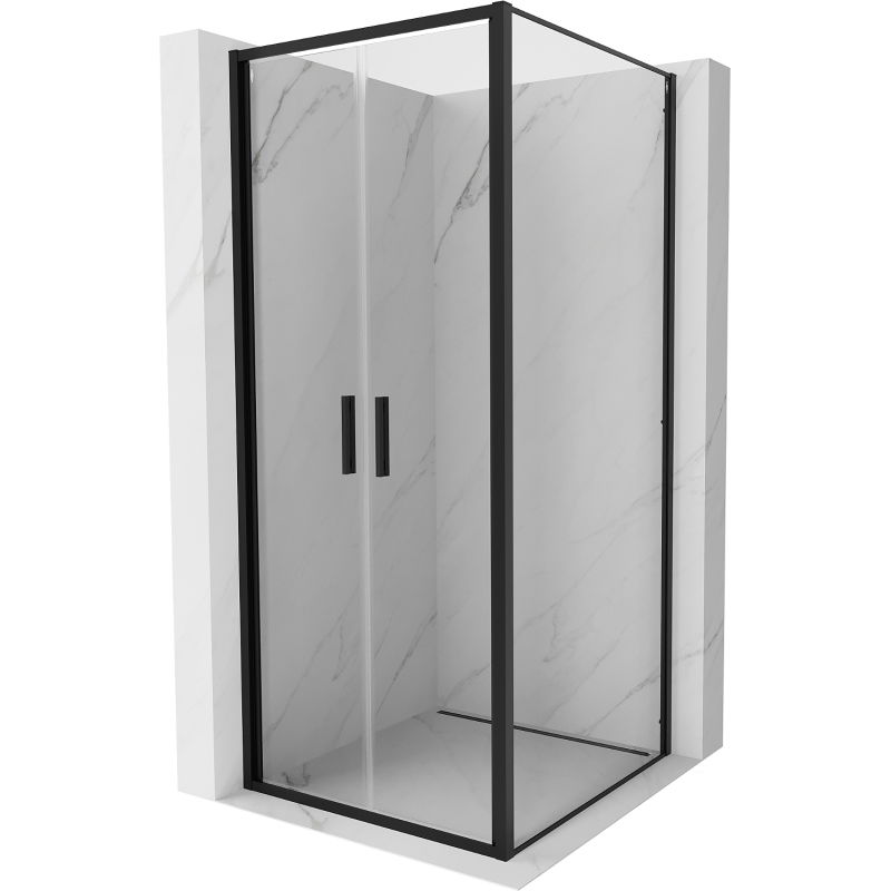Mexen Exo cabină de duș cu ușă batantă 80 x 80 cm, transparentă, neagră - 814-080-080-70-00