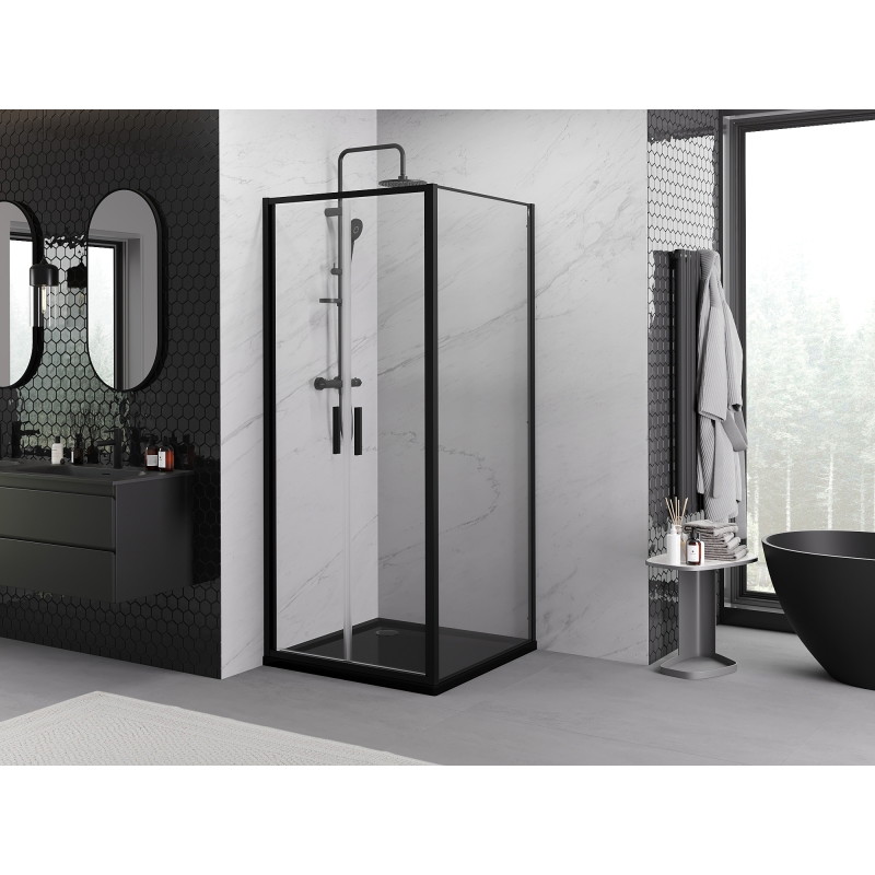 Mexen Exo-B Duo cabină de duș basculantă 100 x 100 cm, transparent, neagră - 814-100-100-70-00